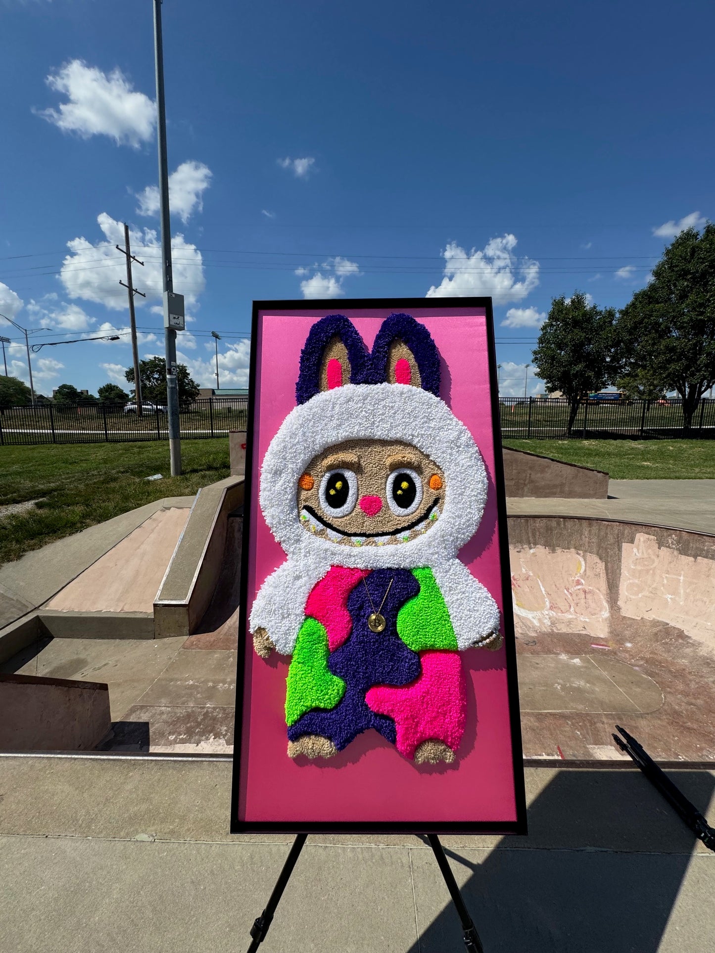 "Crypto Labubu" – 24x48 Framed Primary Tufted Art