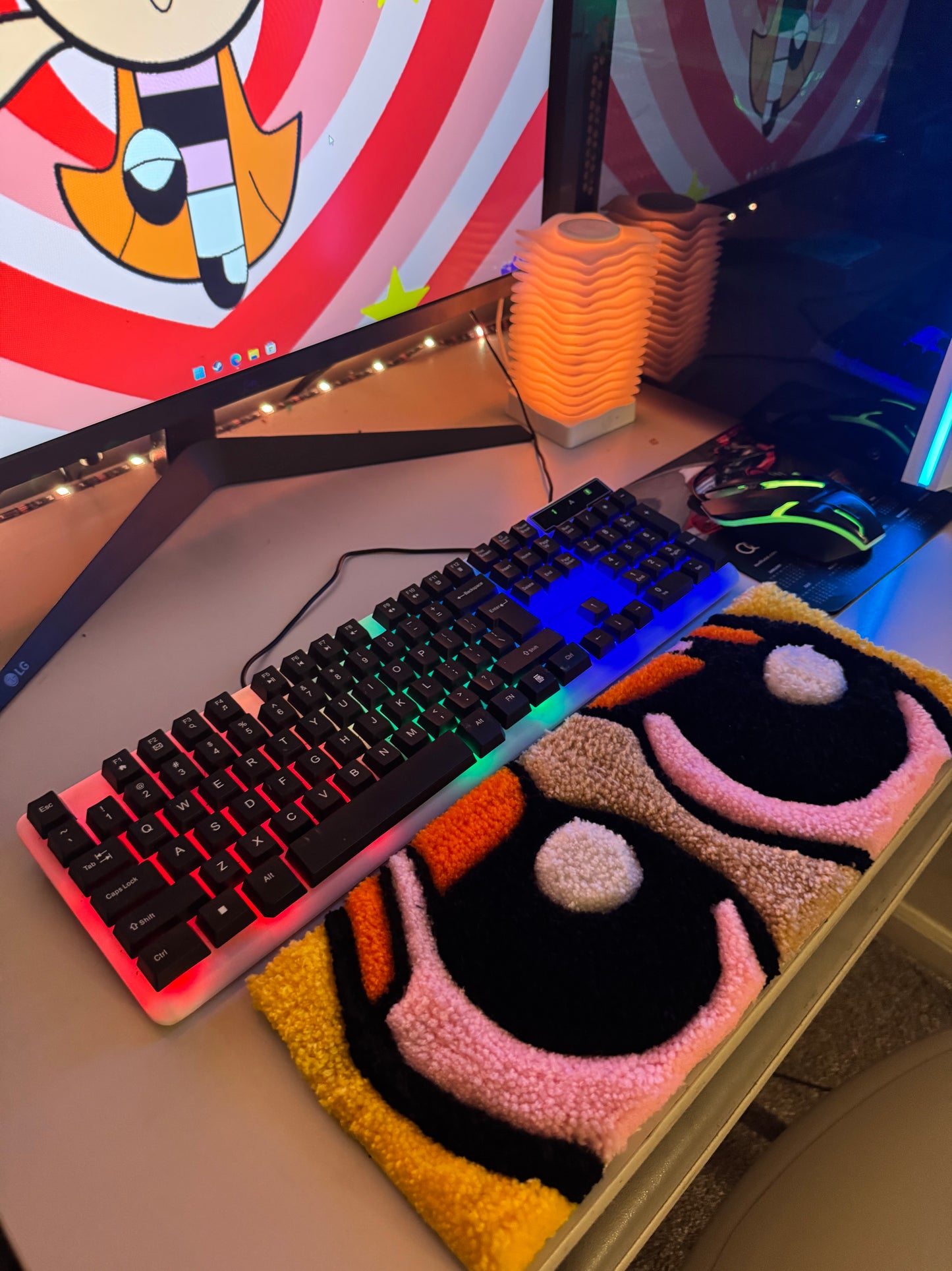 Blossom Keyboard Rug Pad | Powerpuff Girls Desk Art