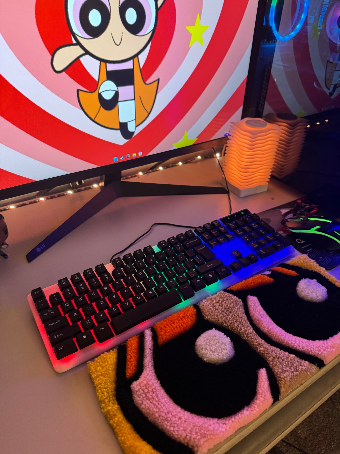 Blossom Keyboard Rug Pad | Powerpuff Girls Desk Art