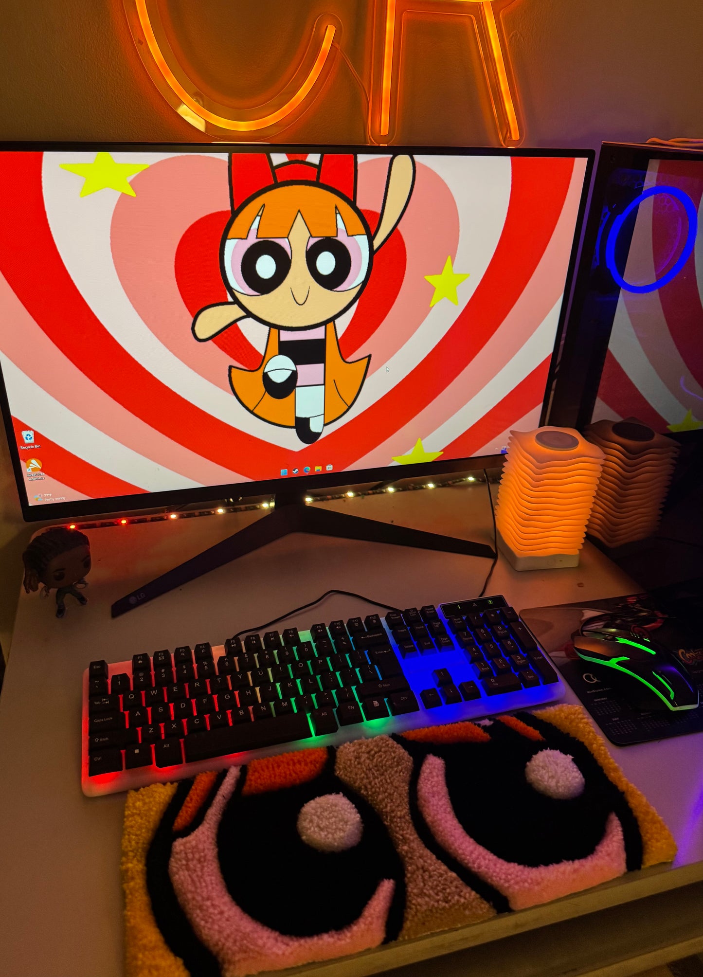 Blossom Keyboard Rug Pad | Powerpuff Girls Desk Art